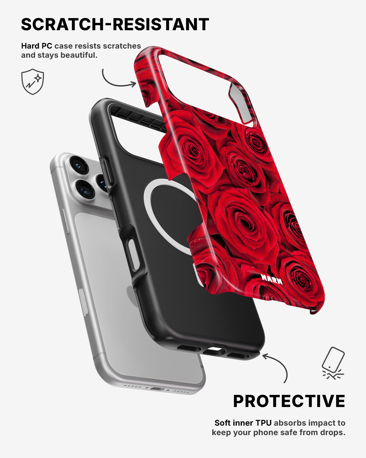 iPhone 17 Pro Tough Case – Red Roses - View 2