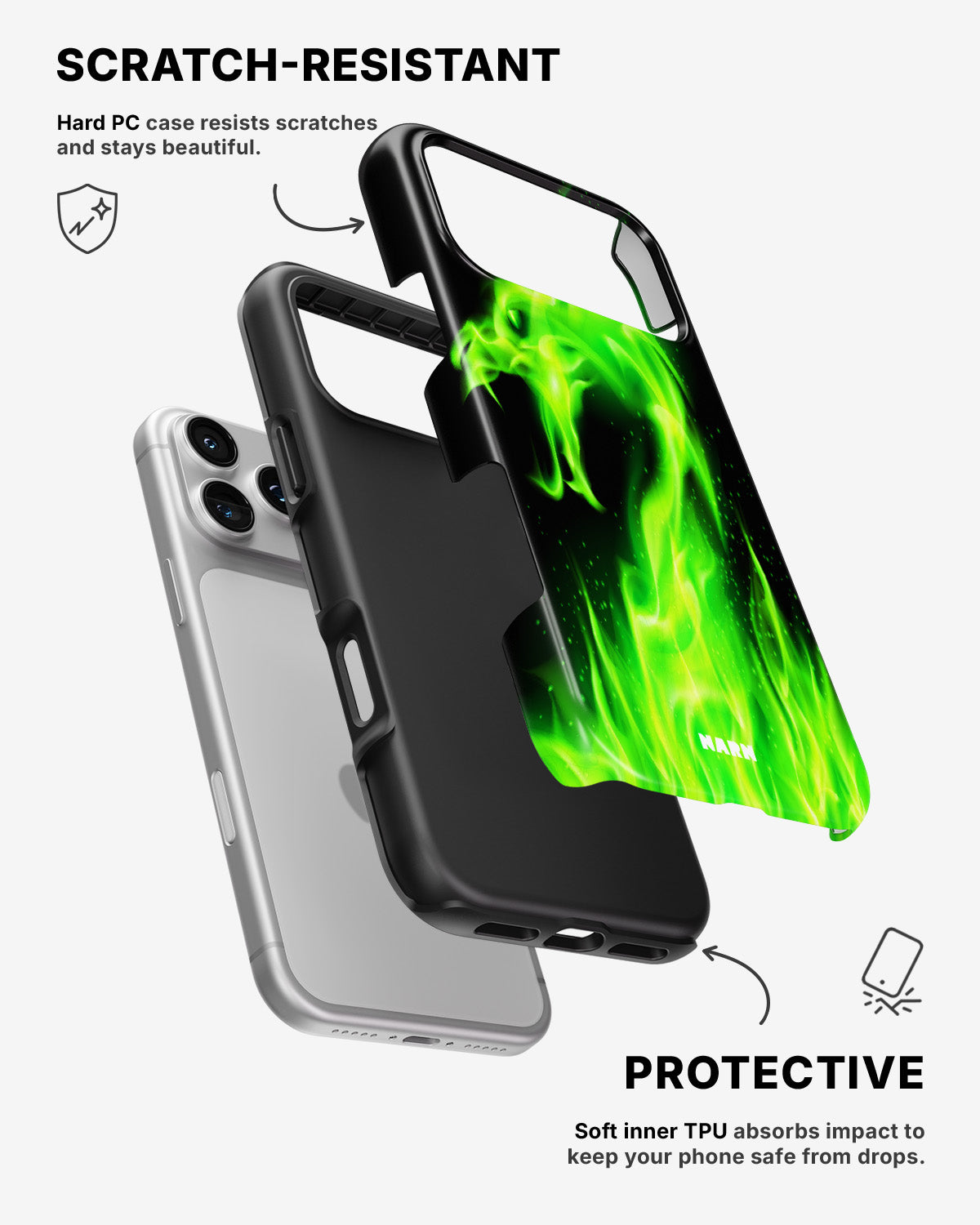 iPhone 17 Pro Tough Case – Green Flames Dragon - View 2