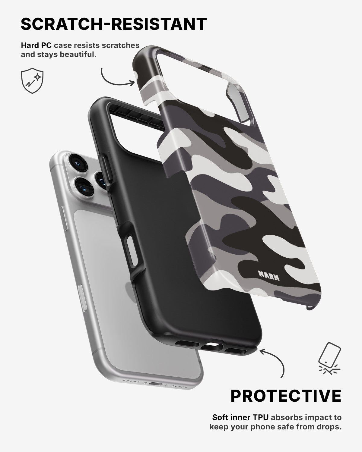 iPhone 17 Pro Tough Case – Grey Camo - View 2