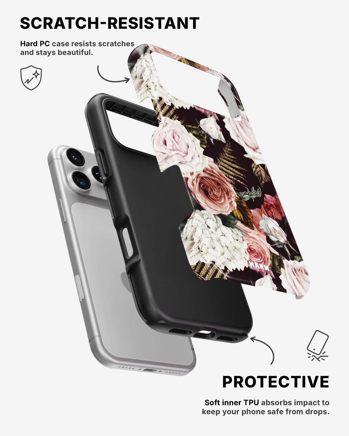 iPhone 17 Pro Tough Case – Midnight Roses - View 2