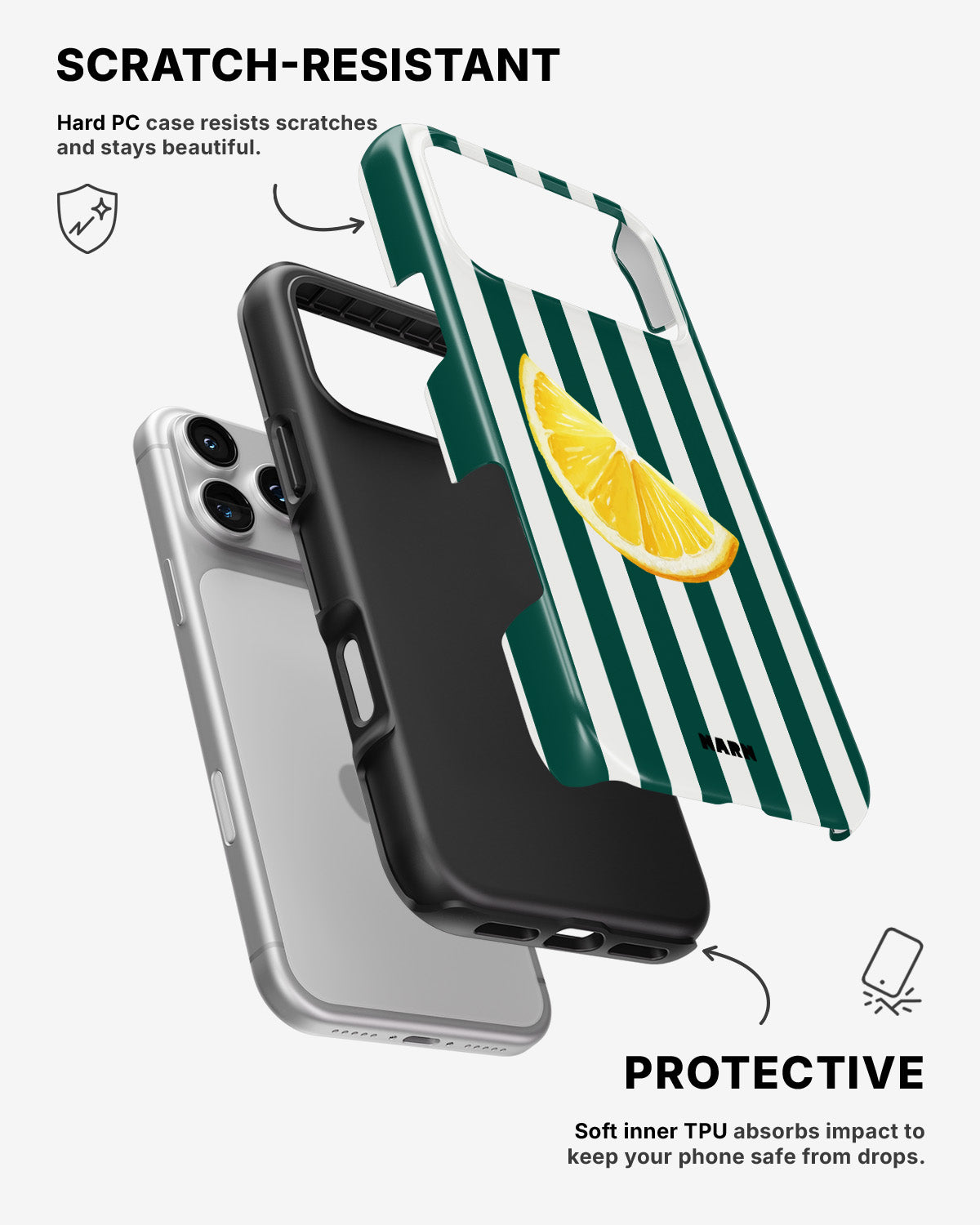 iPhone 17 Pro Tough Case – Lemon Stripes - View 2