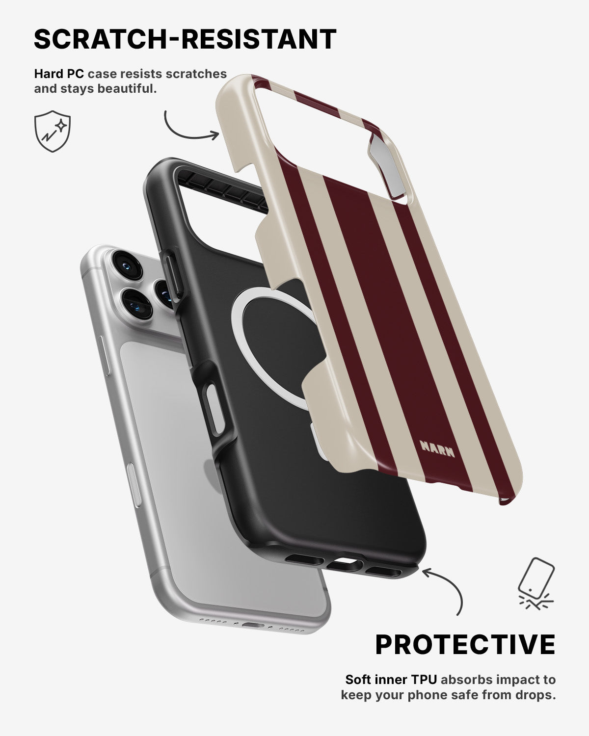 iPhone 17 Pro Tough Case – Bordeaux Stripe - View 2