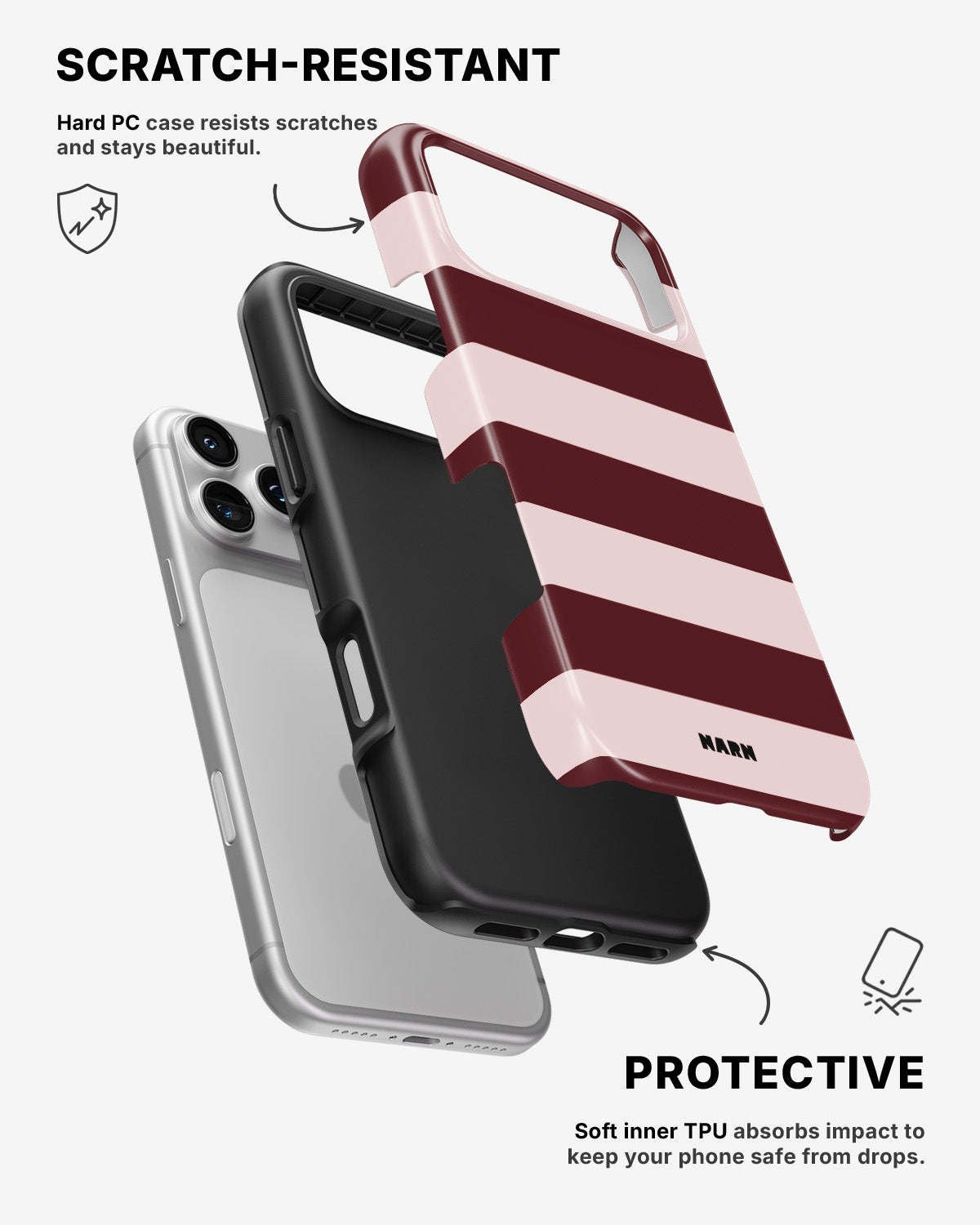 iPhone 17 Pro Tough Case – Cranberry Stripe - View 2