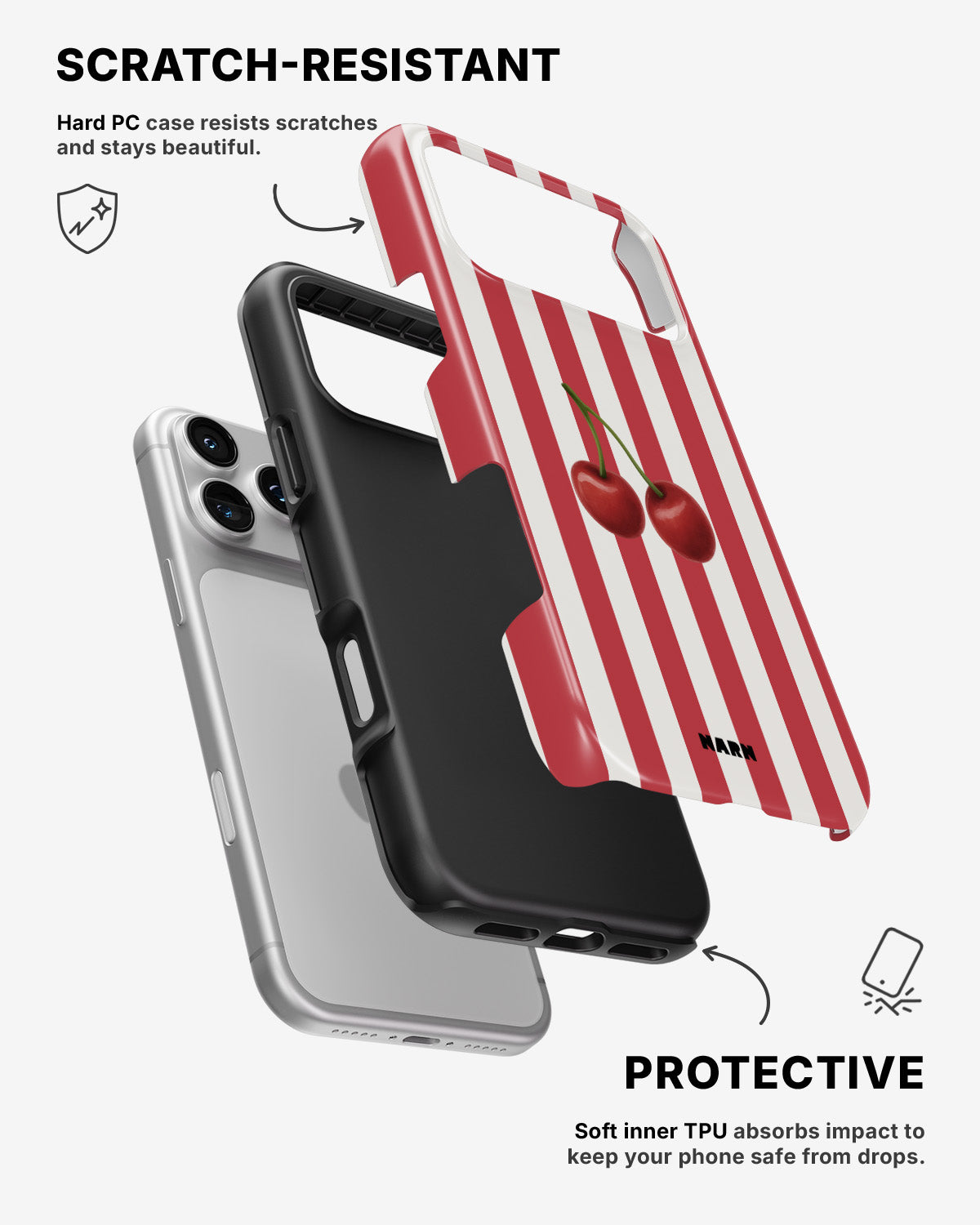iPhone 17 Pro Tough Case – Cherry Stripes - View 2
