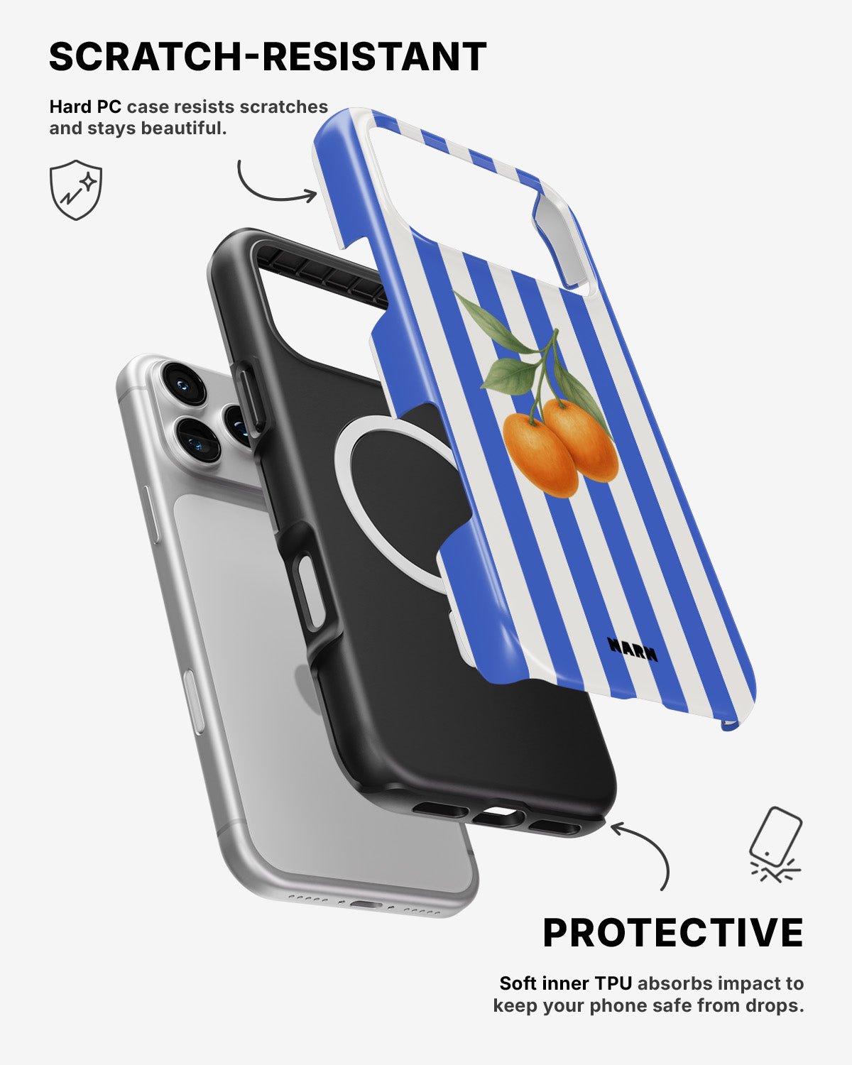 iPhone 17 Pro Tough Case – Orange Stripes - View 2