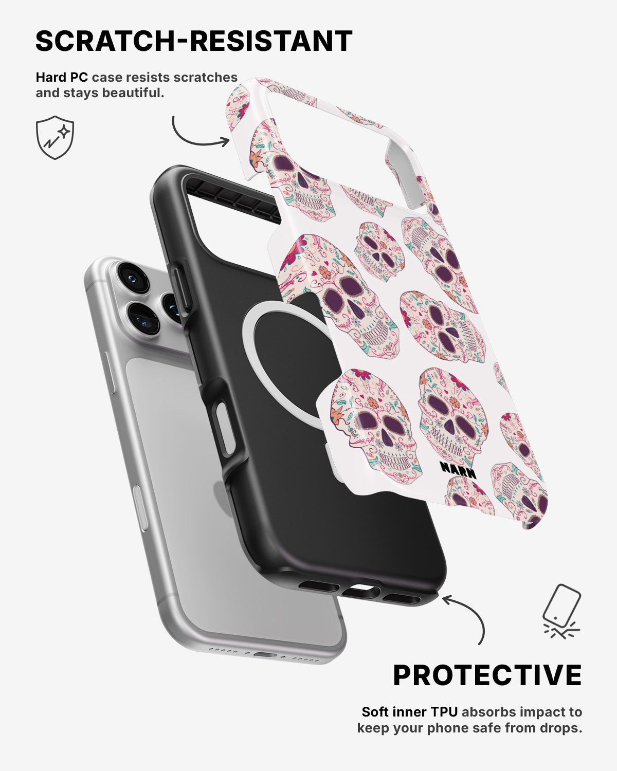 iPhone 17 Pro Max Tough Case – Calavera Skulls - View 2