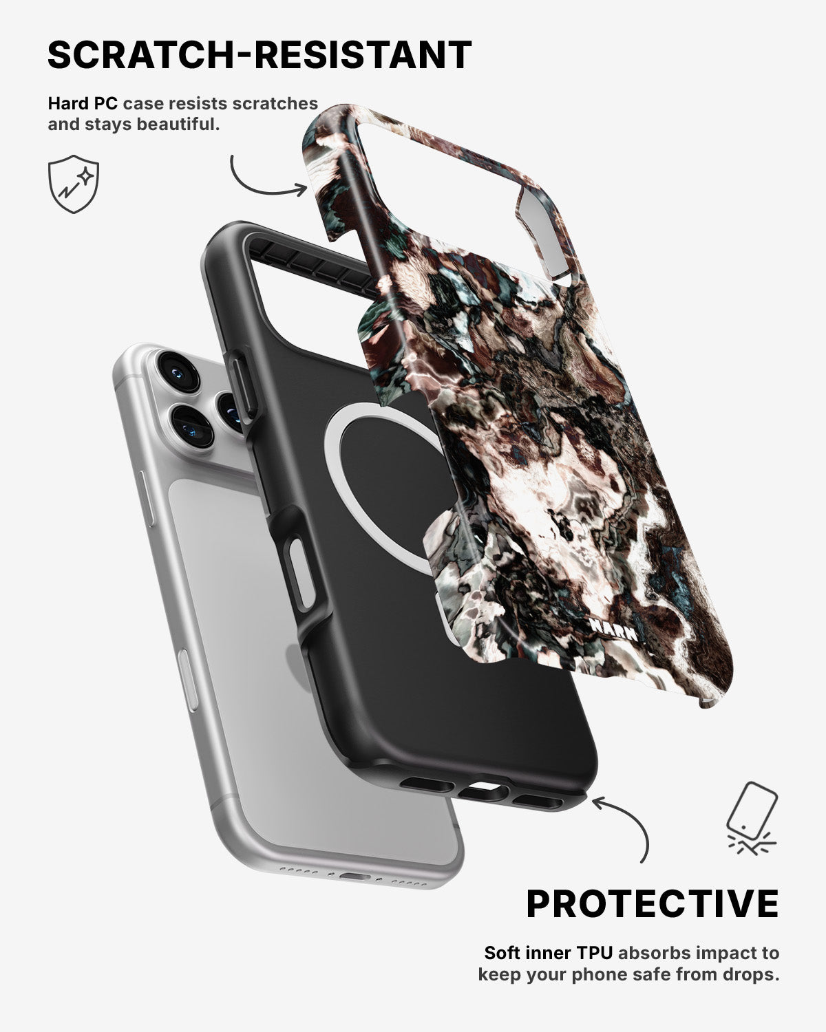 iPhone 17 Pro Max Tough Case – Marble Brown - View 2