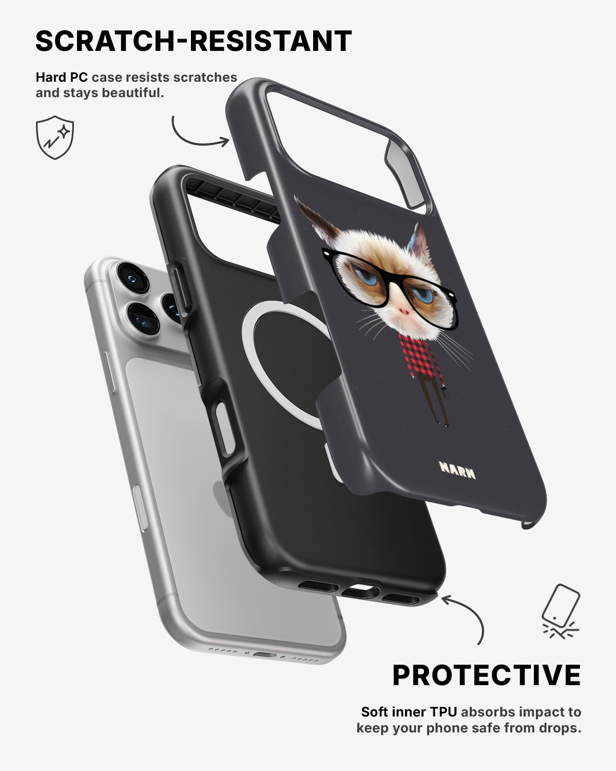 iPhone 17 Pro Max Tough Case – Hipster Cat - View 2