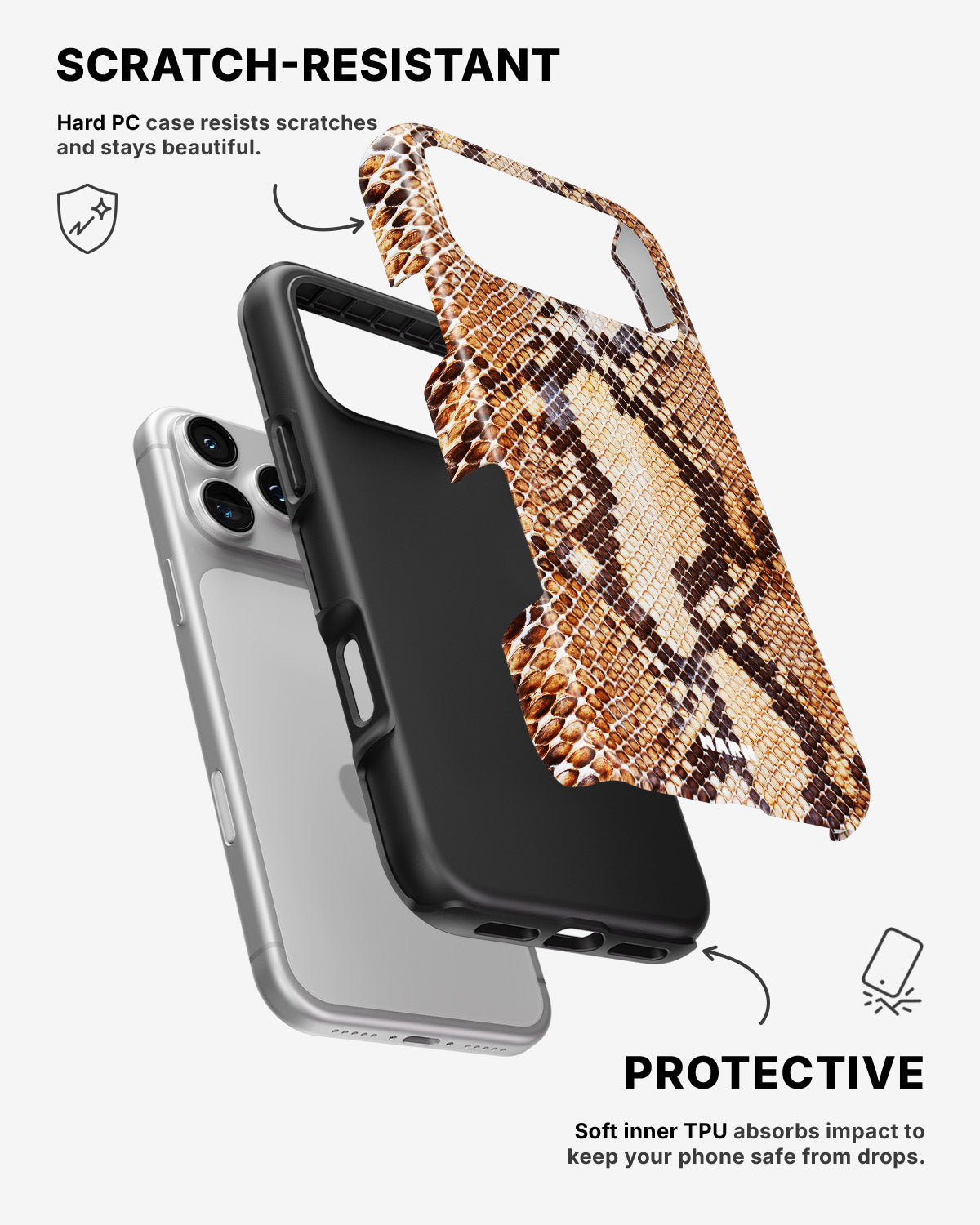 iPhone 17 Pro Max Tough Case – Brown Snakeskin - View 2