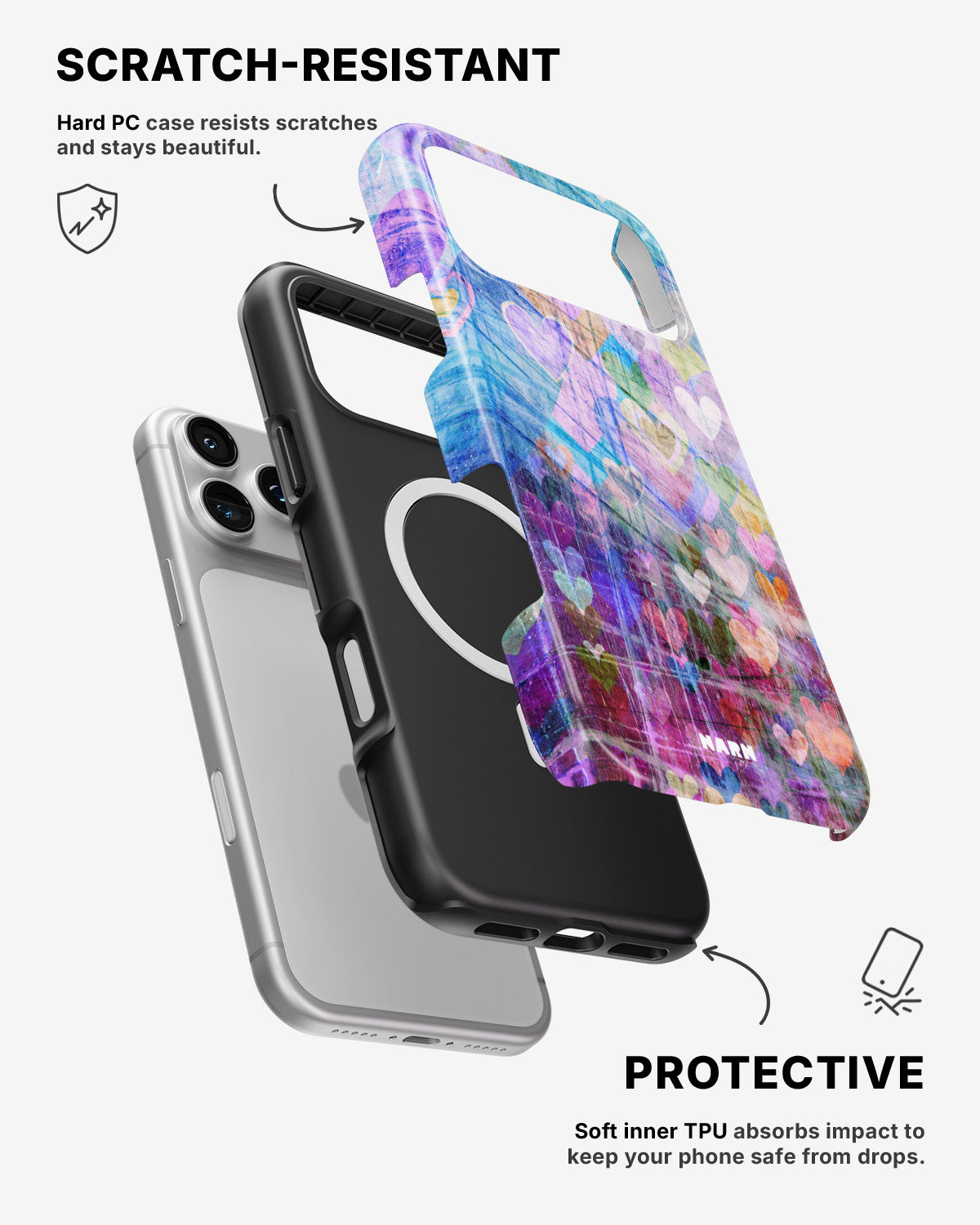 iPhone 17 Pro Max Tough Case – Purple Hearts - View 2