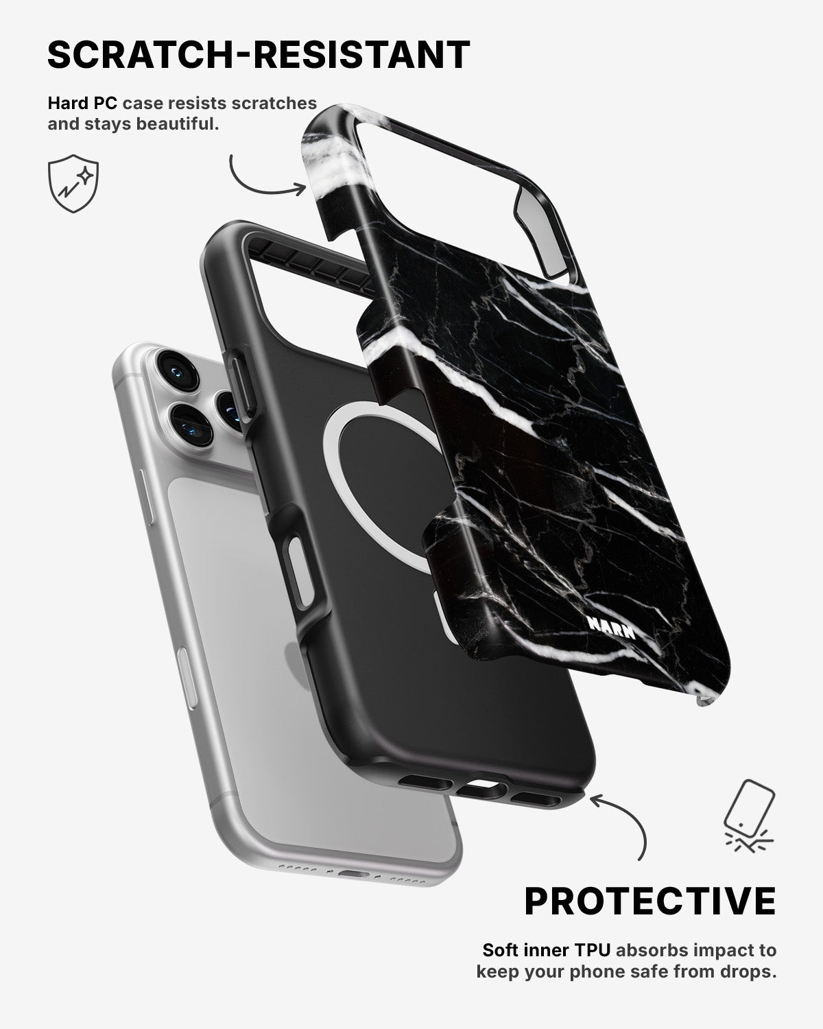 iPhone 17 Pro Max Tough Case – Black Marble - View 2