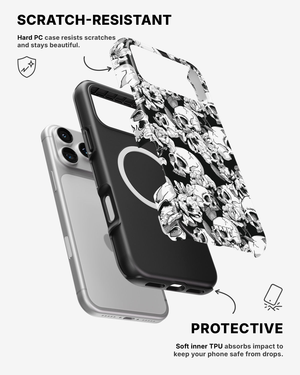 iPhone 17 Pro Max Tough Case – Skull Garden - View 2