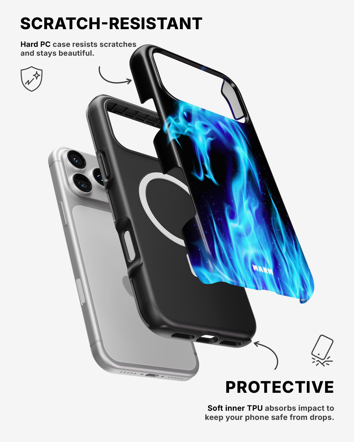 iPhone 17 Pro Max Tough Case – Blue Flames Dragon - View 2