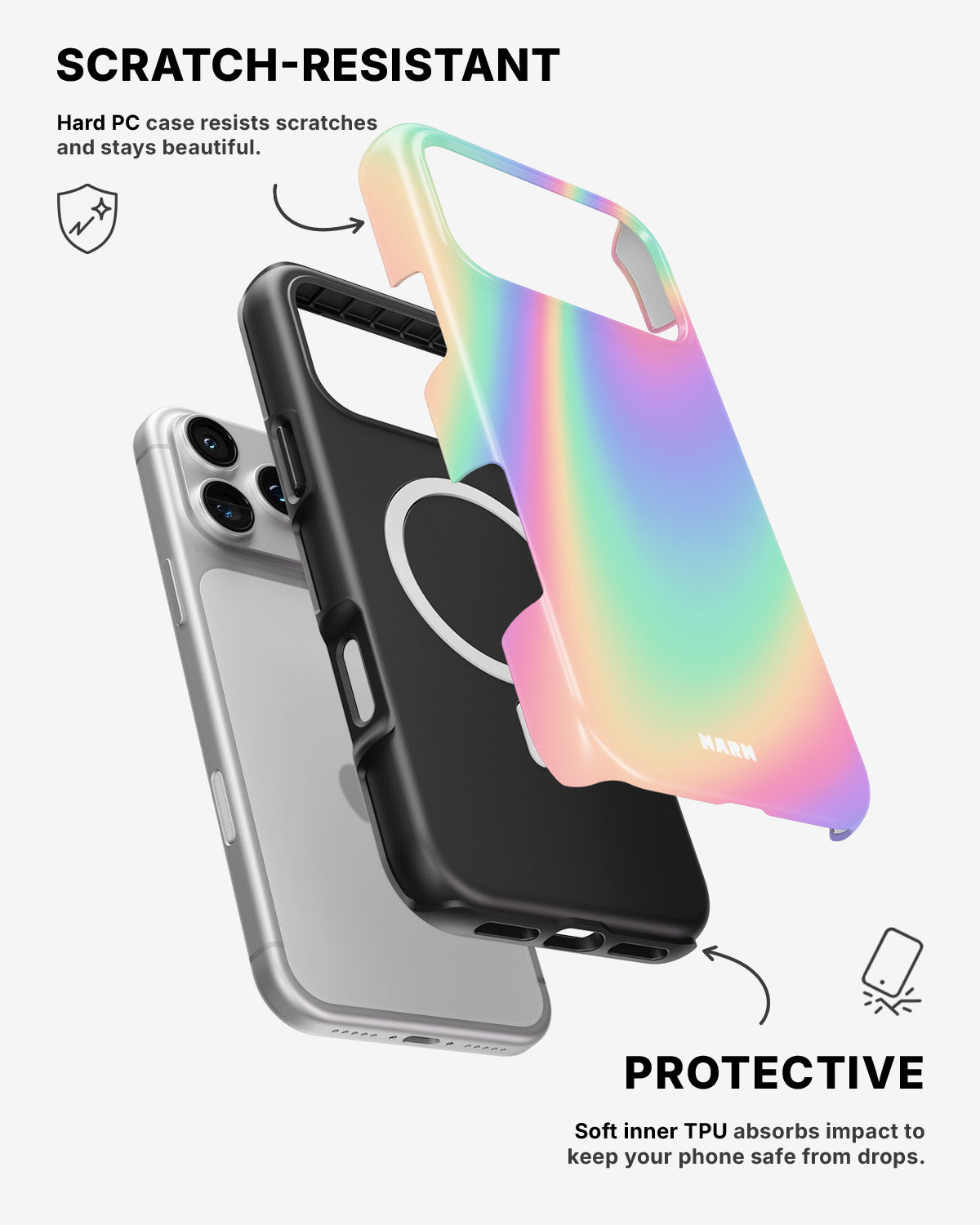 iPhone 17 Pro Max Tough Case – Rainbow Haze - View 2
