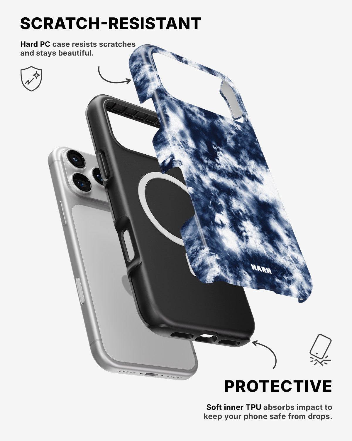 iPhone 17 Pro Max Tough Case – Tie Dye Blue - View 2