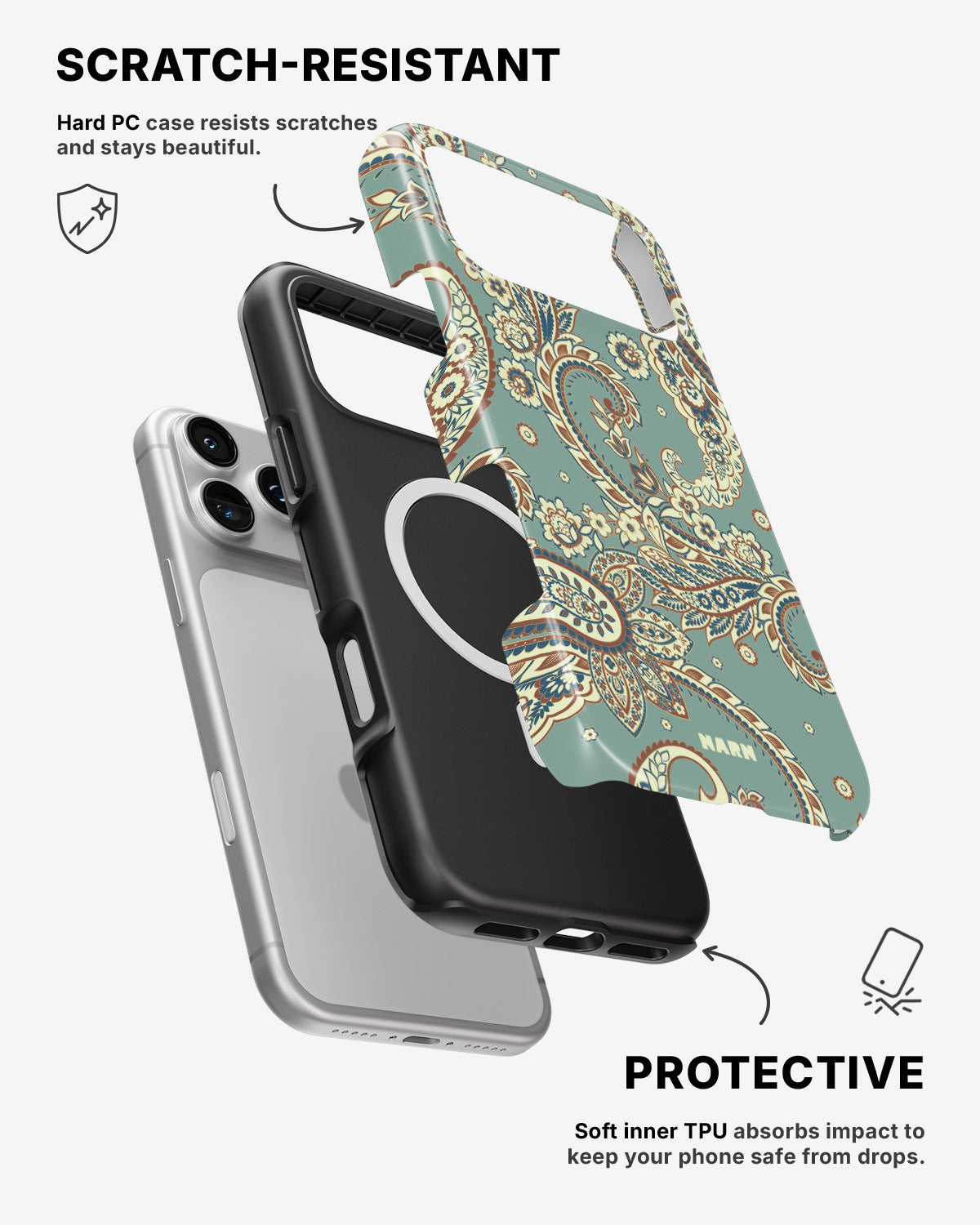 iPhone 17 Pro Max Tough Case – Paisley Green - View 2
