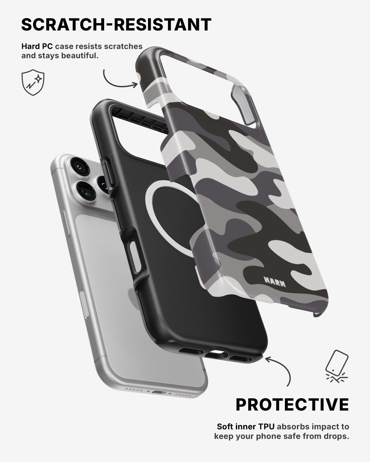 iPhone 17 Pro Max Tough Case – Grey Camo - View 2