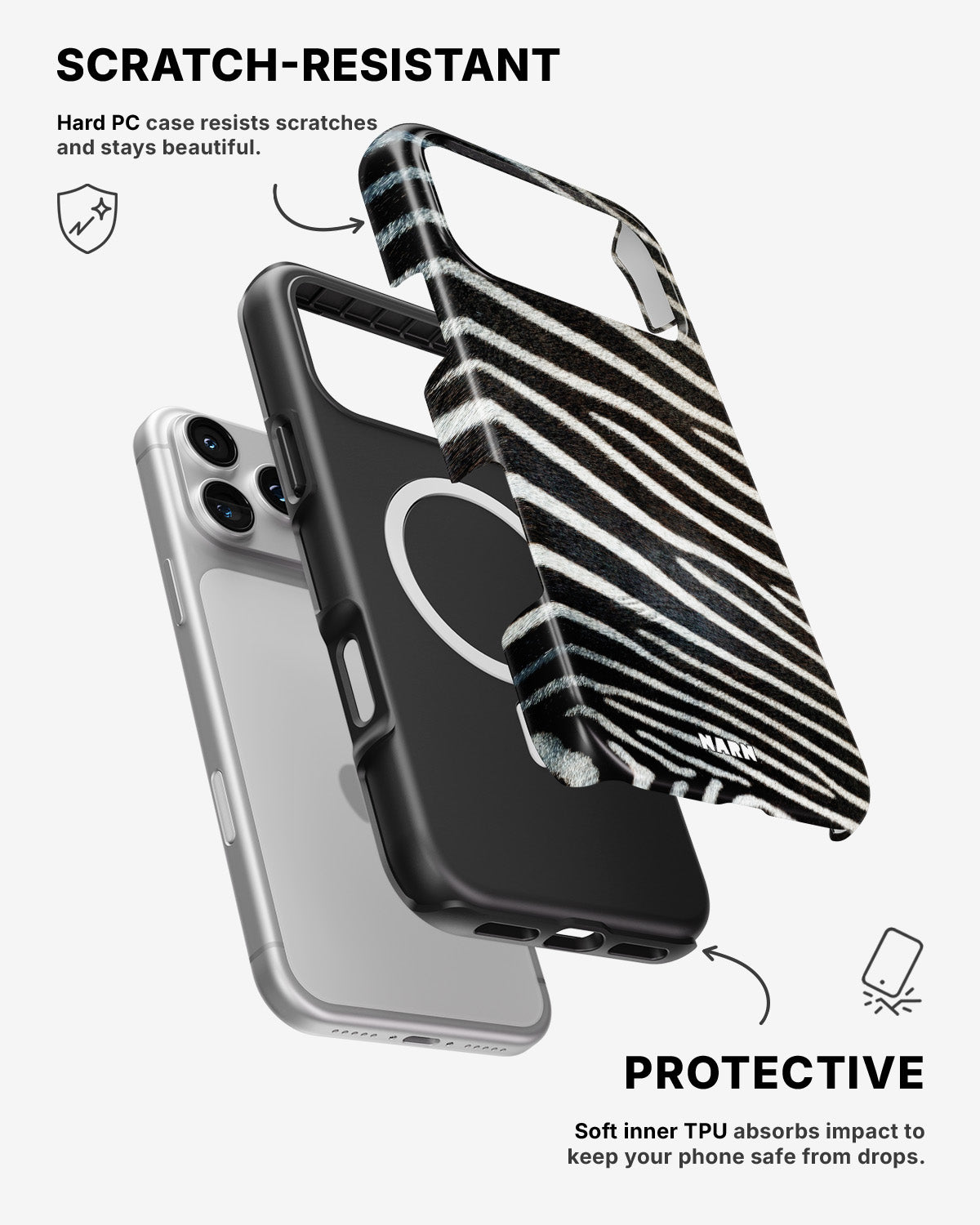 iPhone 17 Pro Max Tough Case – Zebra Stripe - View 2