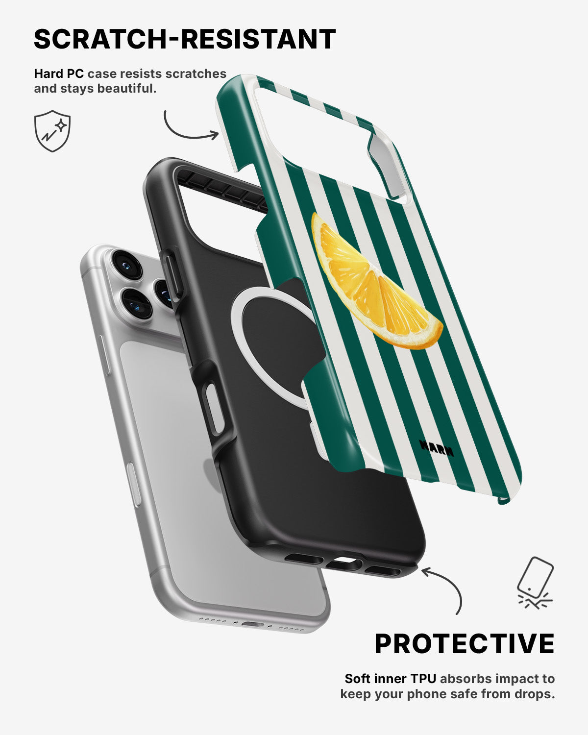iPhone 17 Pro Max Tough Case – Lemon Stripes - View 2