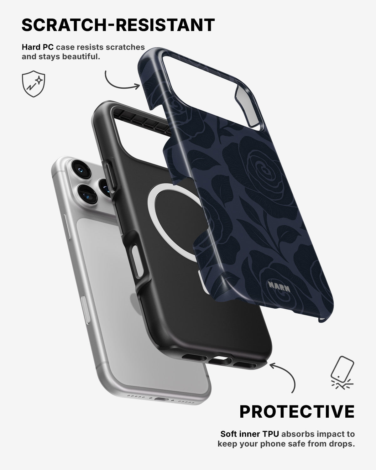 iPhone 17 Pro Max Tough Case – Midnight Rose - View 2
