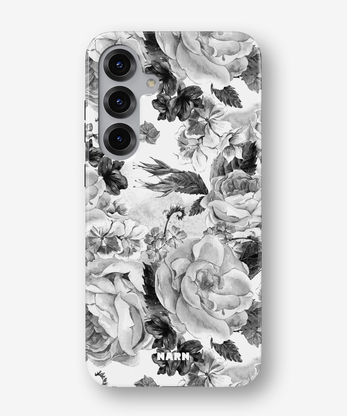 Samsung Galaxy S25 Tough Case – Black & White Bloom - View 1