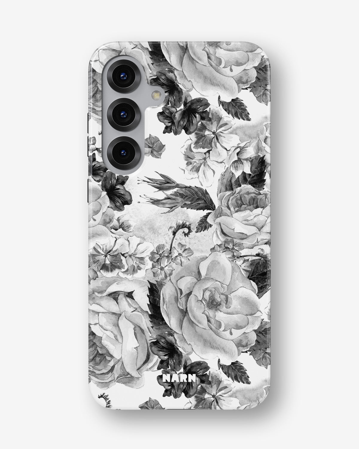 Samsung Galaxy S25 Tough Case – Black & White Bloom - View 1