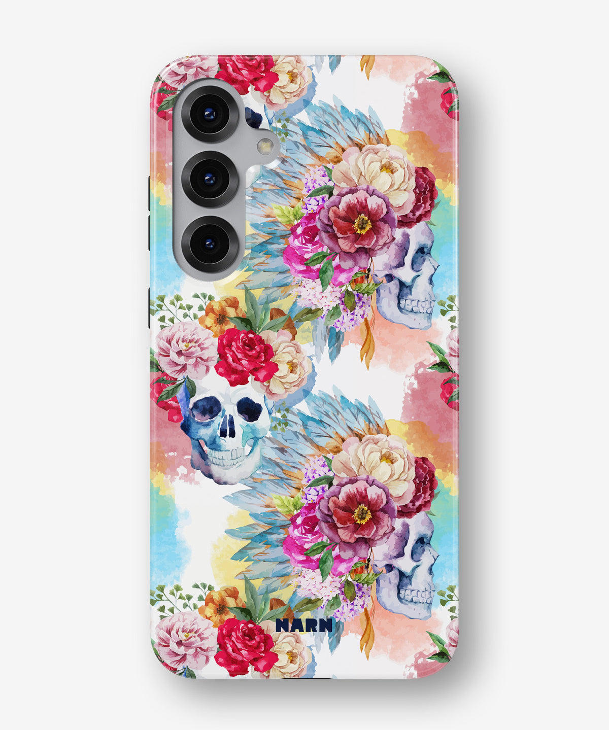 Samsung Galaxy S25 Tough Case – Flowered Skulls - View 1