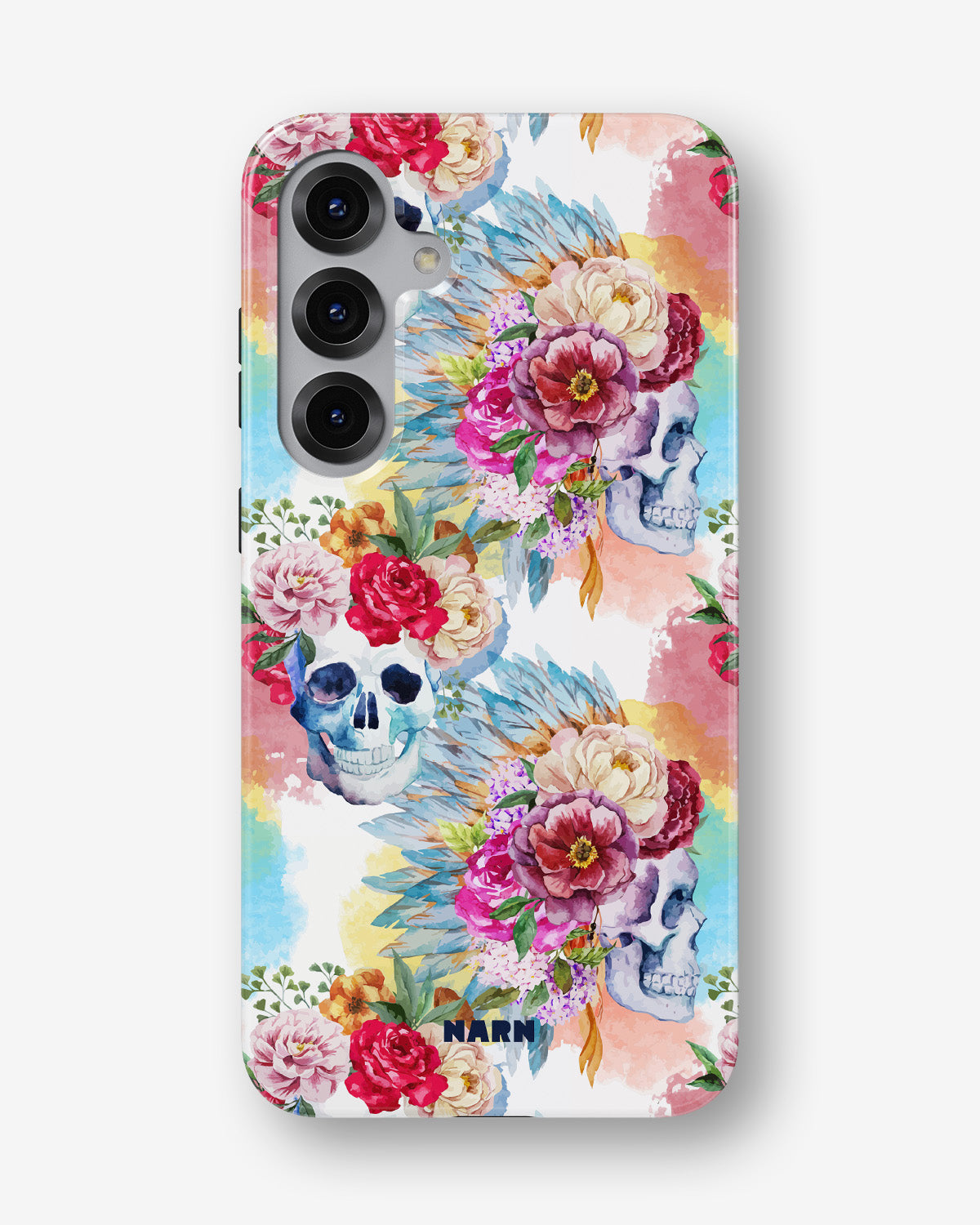 Samsung Galaxy S25 Tough Case – Flowered Skulls - View 1