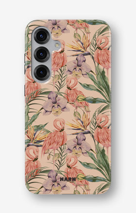 Samsung Galaxy S25 Tough Case – Flamingos & Flowers - View 1