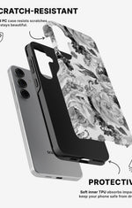 Samsung Galaxy S25 Tough Case – Black & White Bloom - View 2