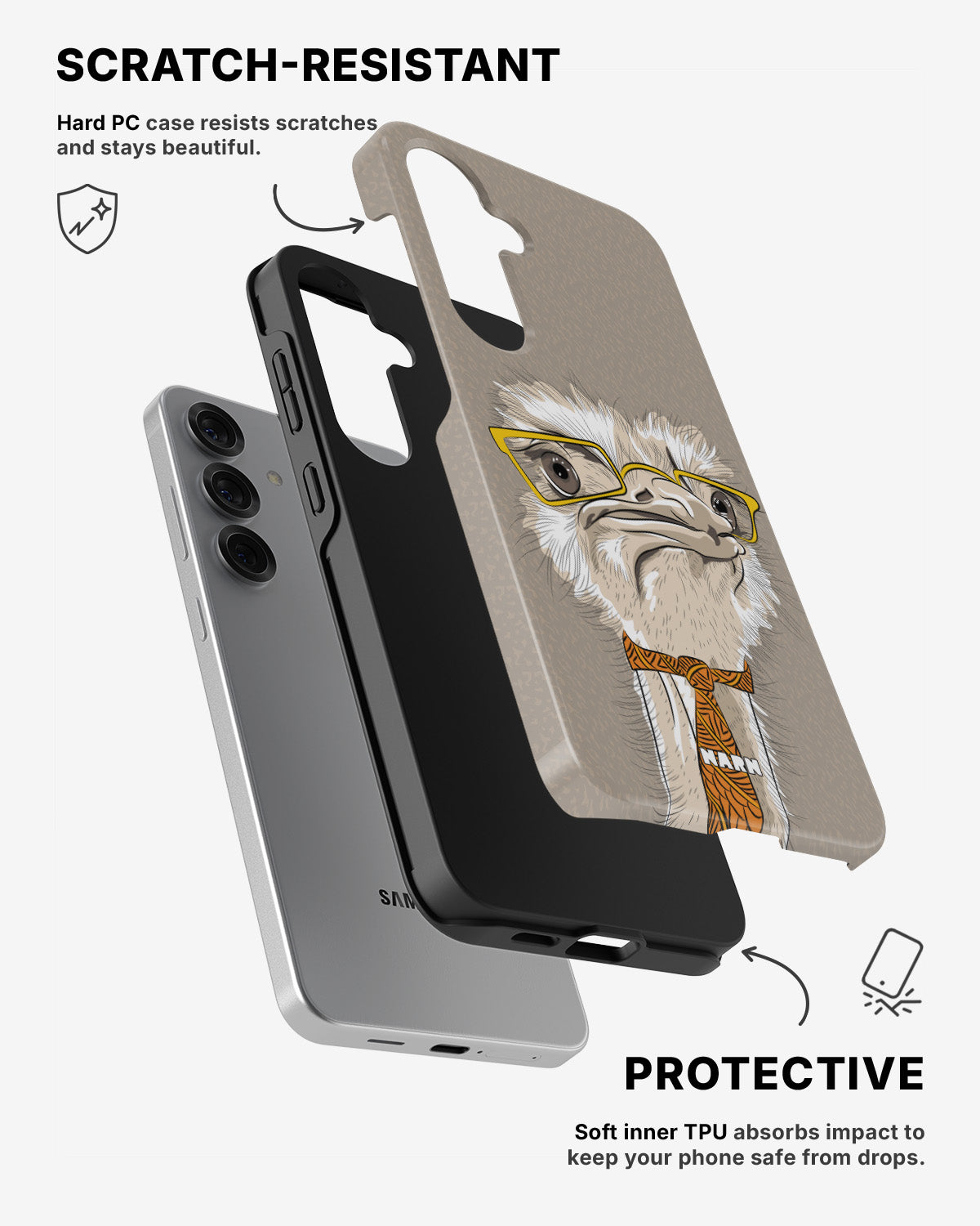 Samsung Galaxy S25 Tough Case – Hipster Ostrich - View 2