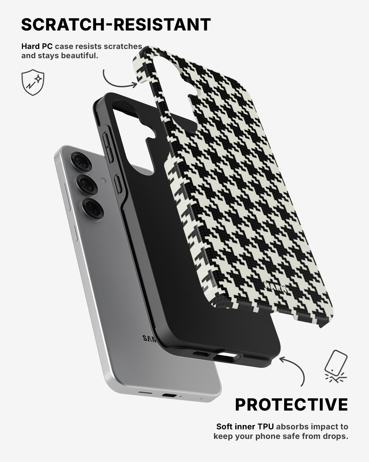 Samsung Galaxy S25 Tough Case – Houndstooth - View 2