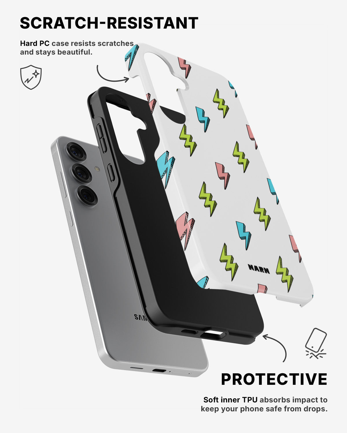 Samsung Galaxy S25 Tough Case – Lightning Bolts - View 2