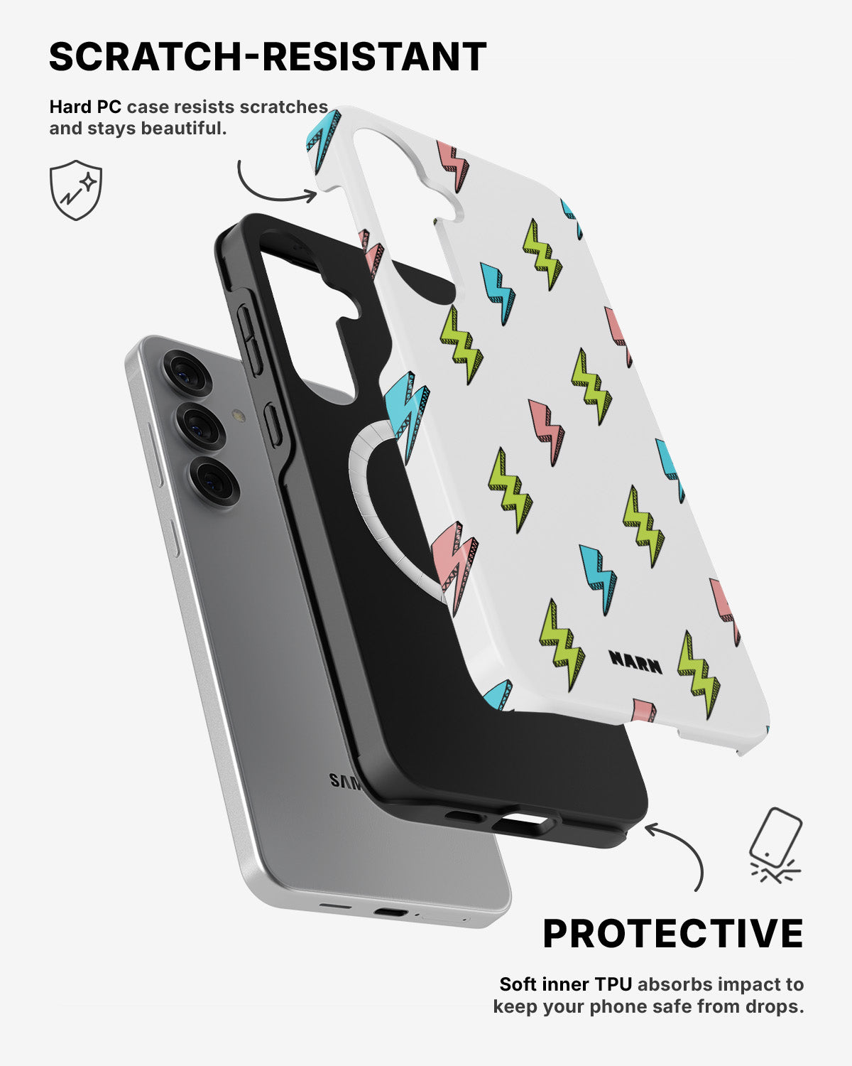 Samsung Galaxy S25 Tough Case – Lightning Bolts - View 2