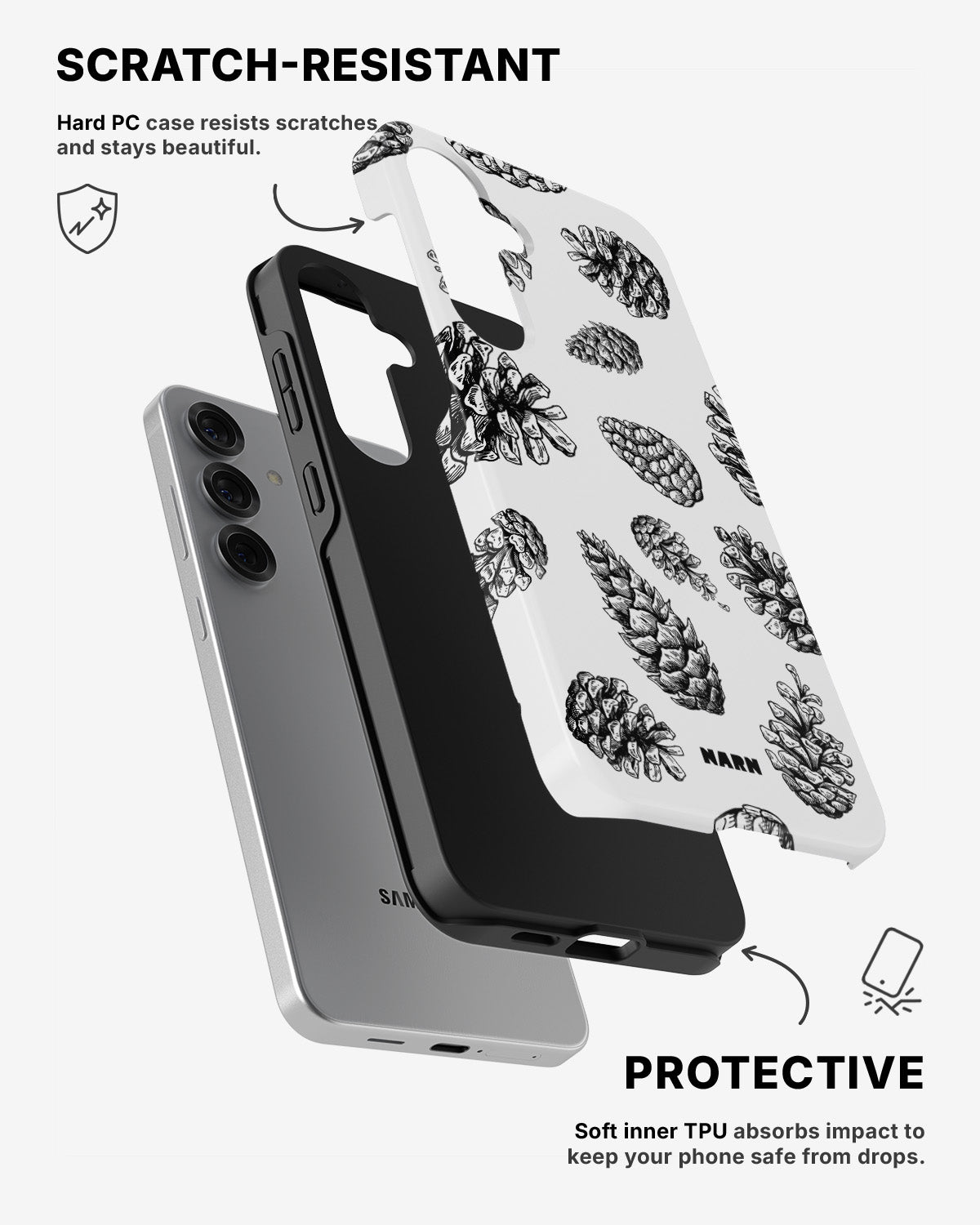 Samsung Galaxy S25 Tough Case – Pine Cones - View 2