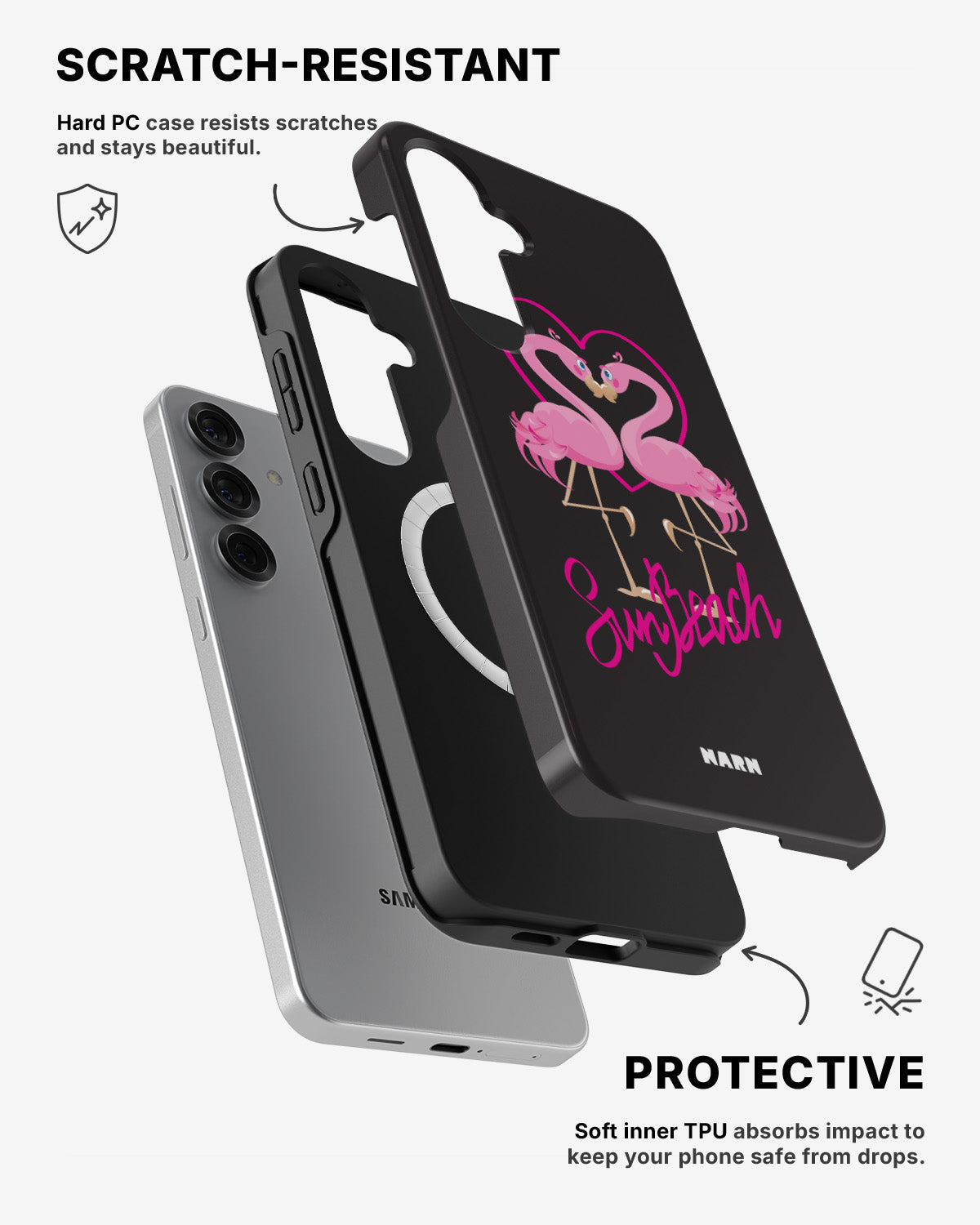 Samsung Galaxy S25 Tough Case – Beach Flamingo - View 2