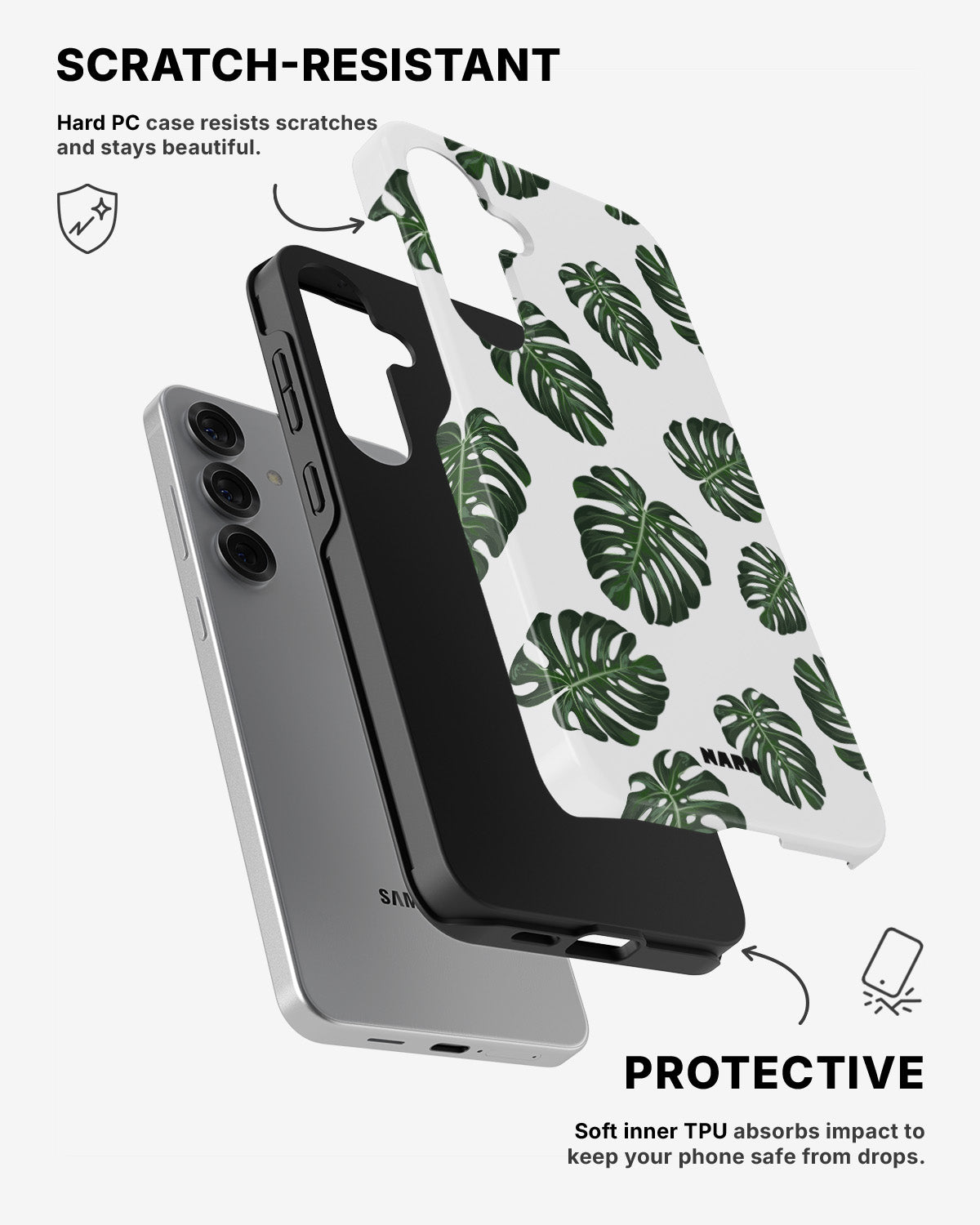 Samsung Galaxy S25 Tough Case – Monstera Pattern - View 2