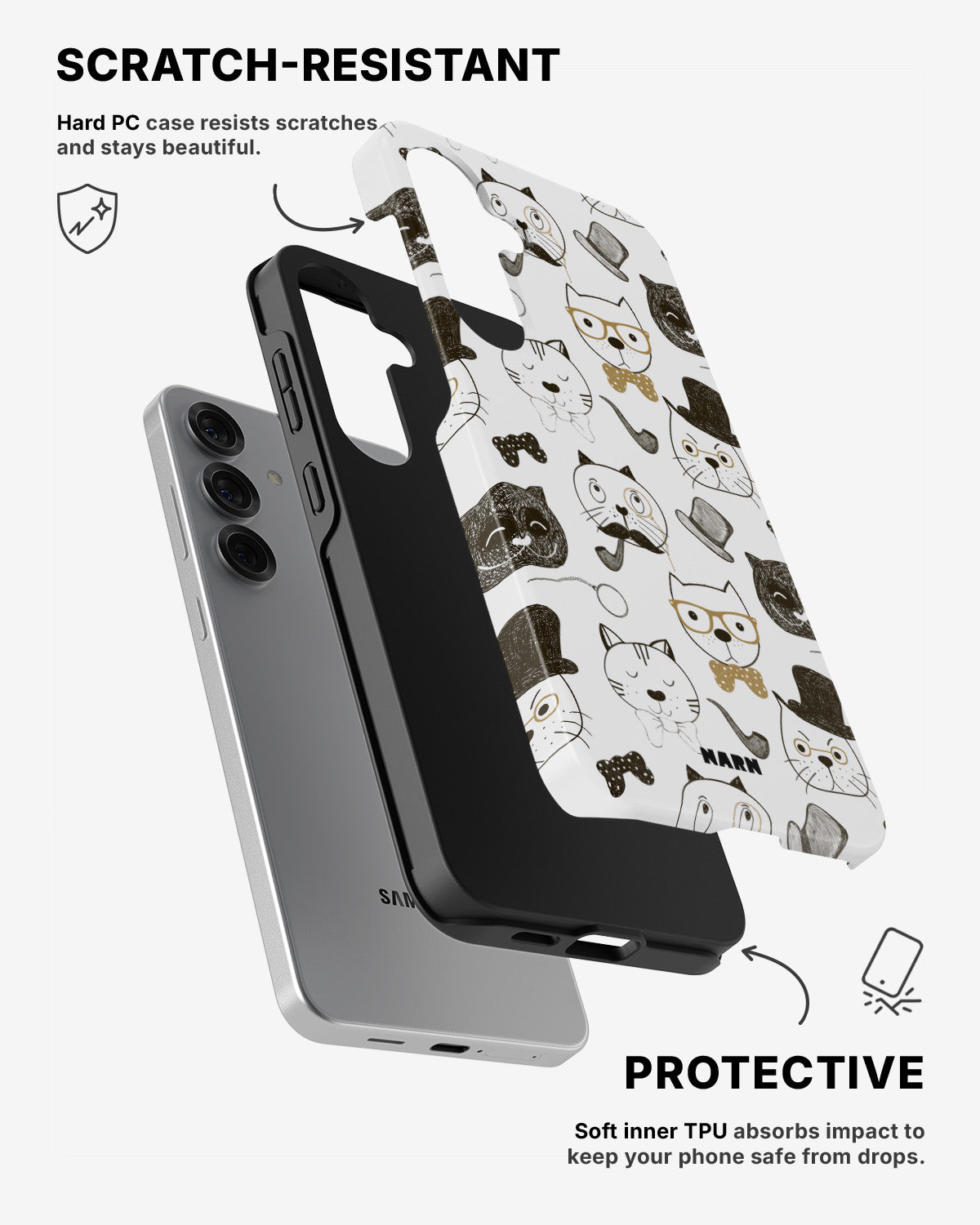 Samsung Galaxy S25 Tough Case – Cartoon Cats - View 2