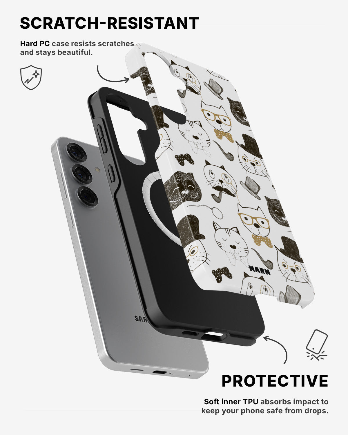 Samsung Galaxy S25 Tough Case – Cartoon Cats - View 2