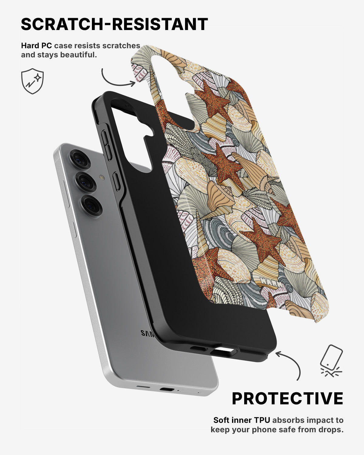 Samsung Galaxy S25 Tough Case – Sea Shells - View 2