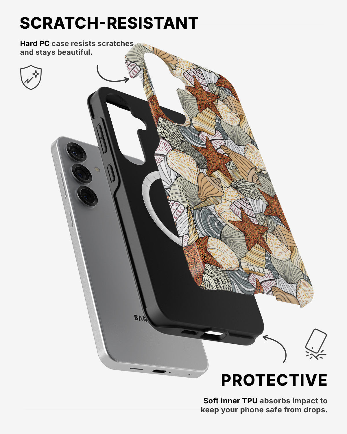 Samsung Galaxy S25 Tough Case – Sea Shells - View 2
