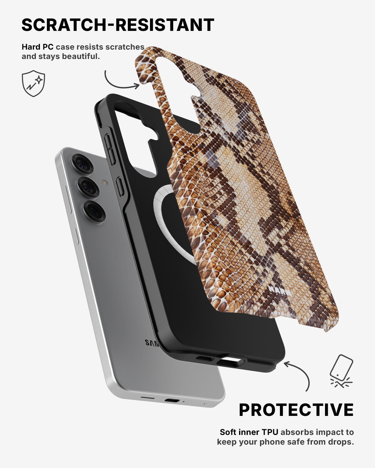 Samsung Galaxy S25 Tough Case – Brown Snakeskin - View 2