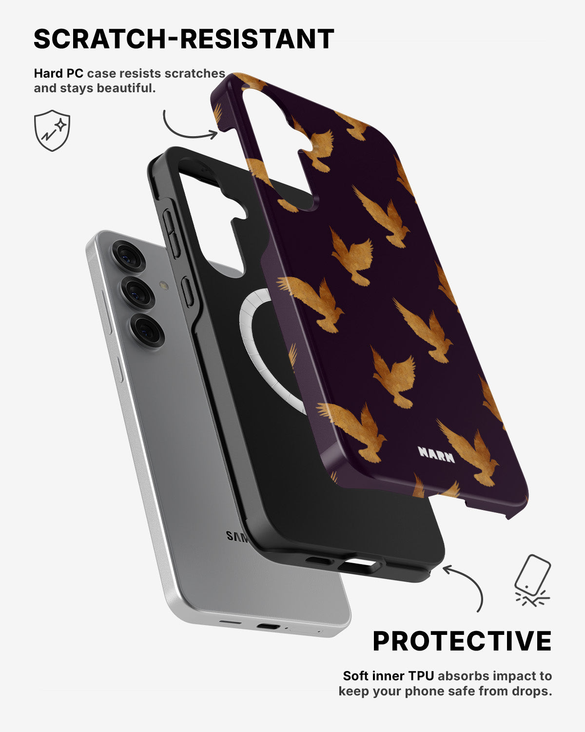 Samsung Galaxy S25 Tough Case – Royal Doves - View 2