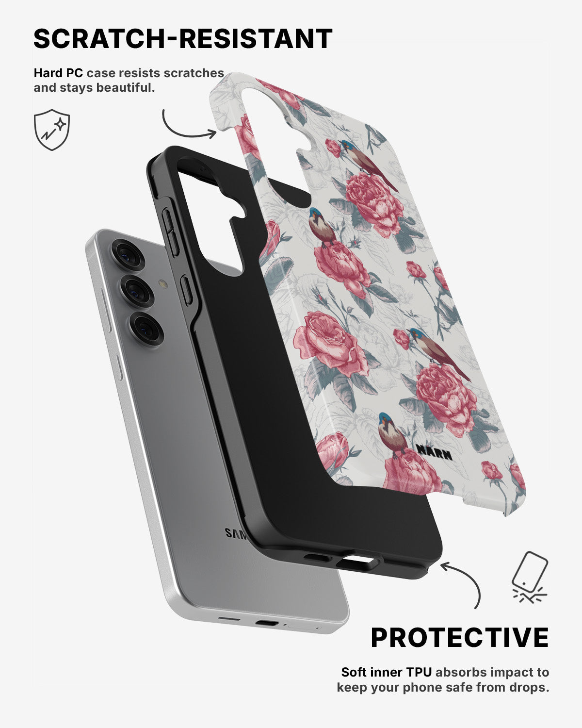 Samsung Galaxy S25 Tough Case – Birds Among Roses - View 2
