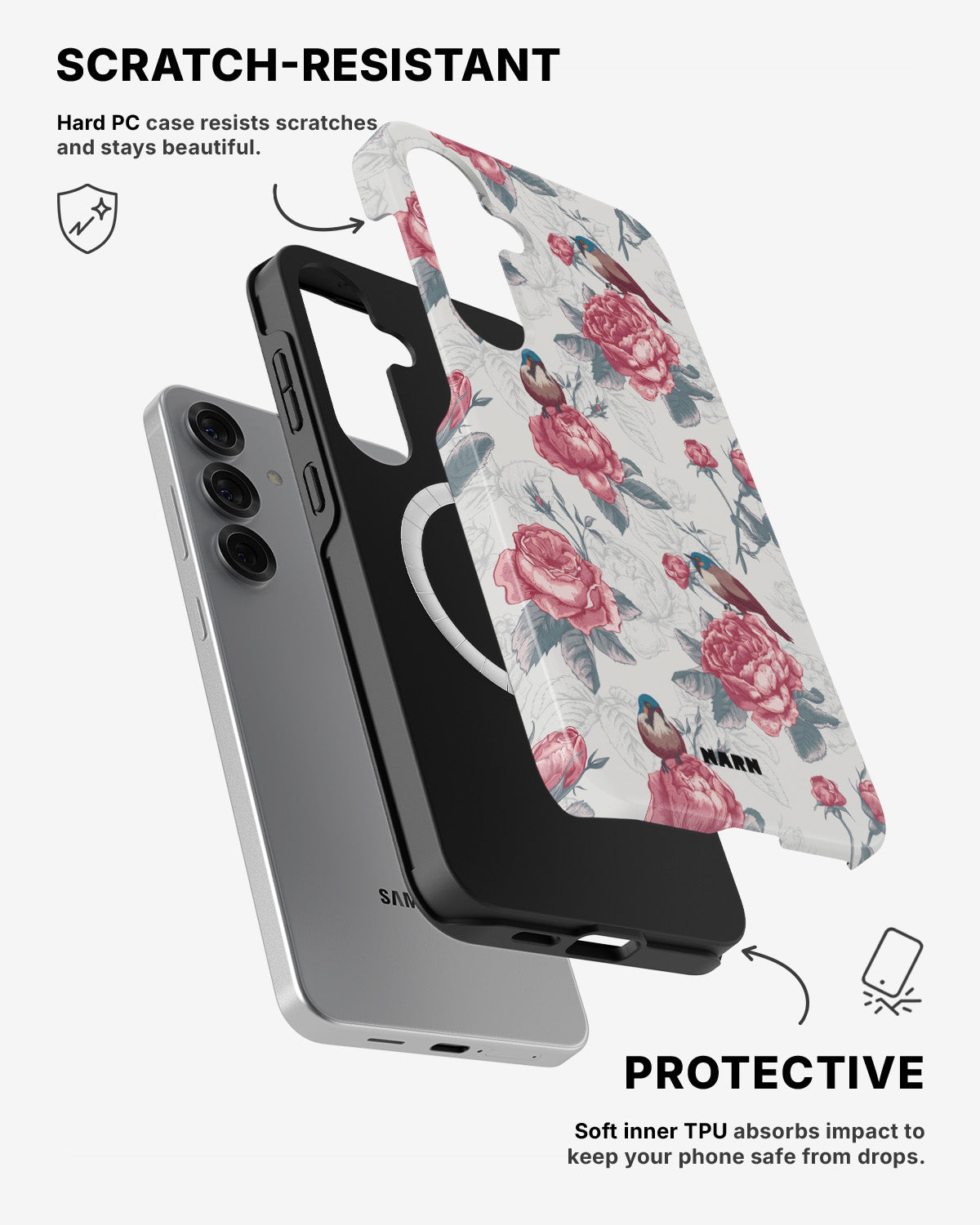 Samsung Galaxy S25 Tough Case – Birds Among Roses - View 2