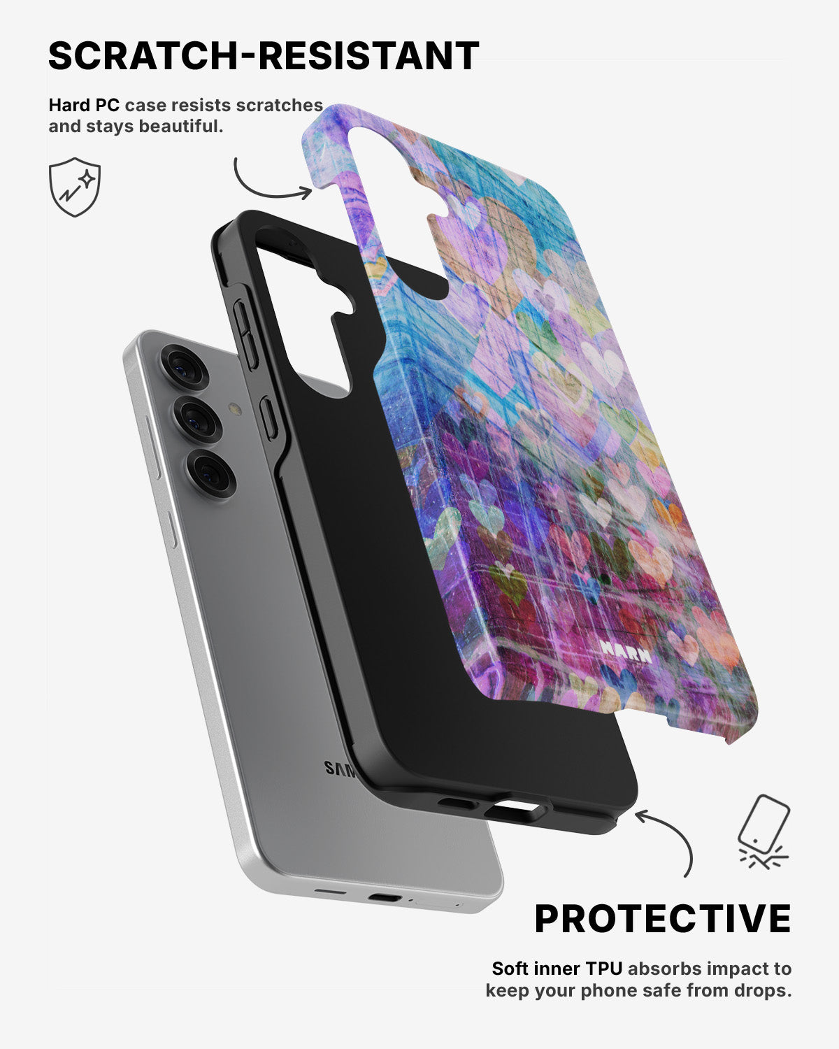 Samsung Galaxy S25 Tough Case – Purple Hearts - View 2