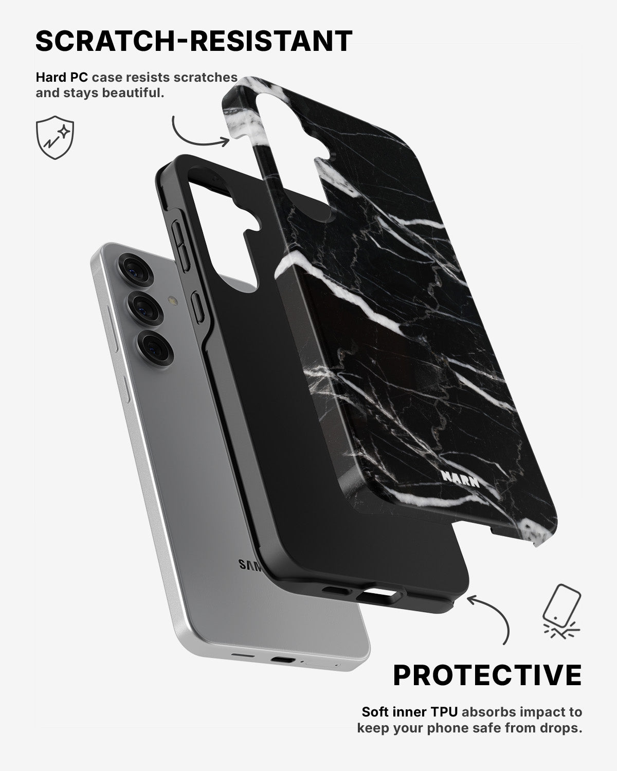 Samsung Galaxy S25 Tough Case – Black Marble - View 2