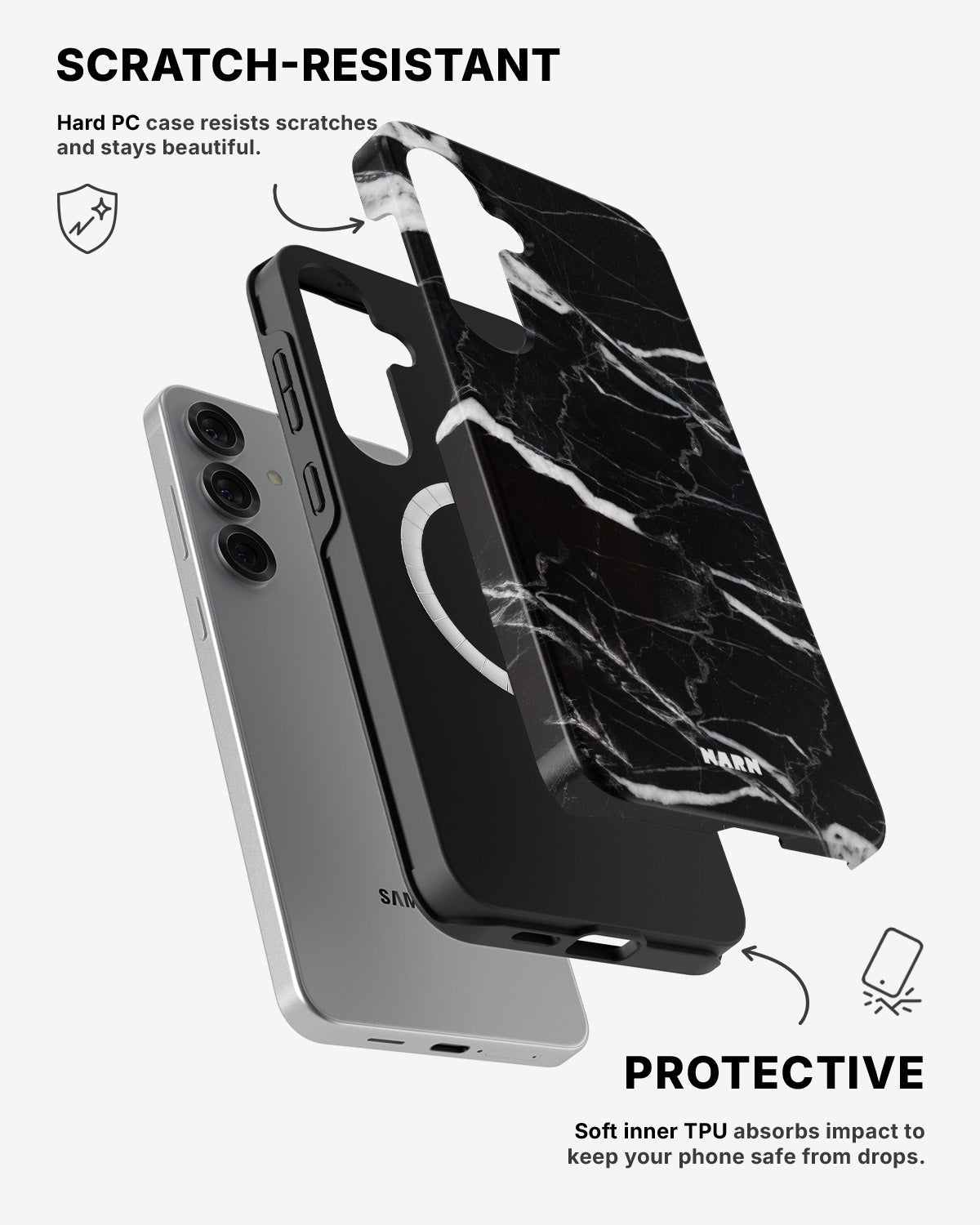 Samsung Galaxy S25 Tough Case – Black Marble - View 2