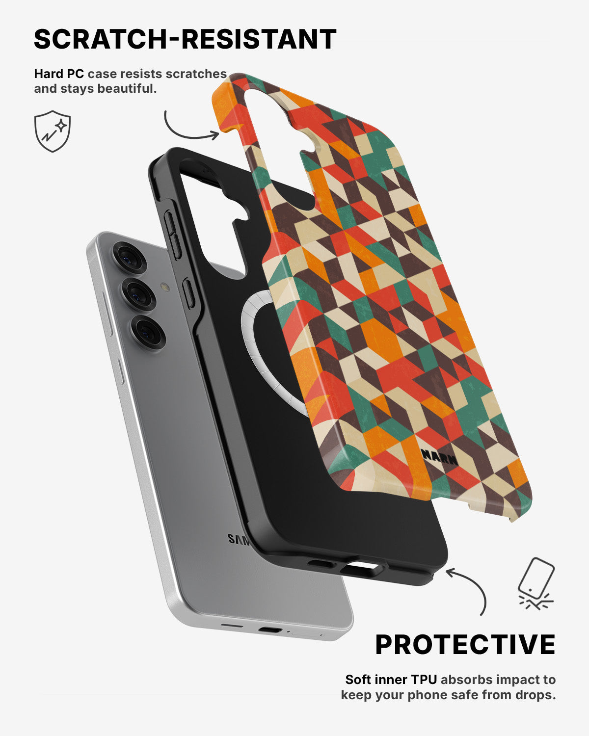 Samsung Galaxy S25 Tough Case – Retro Geometric - View 2