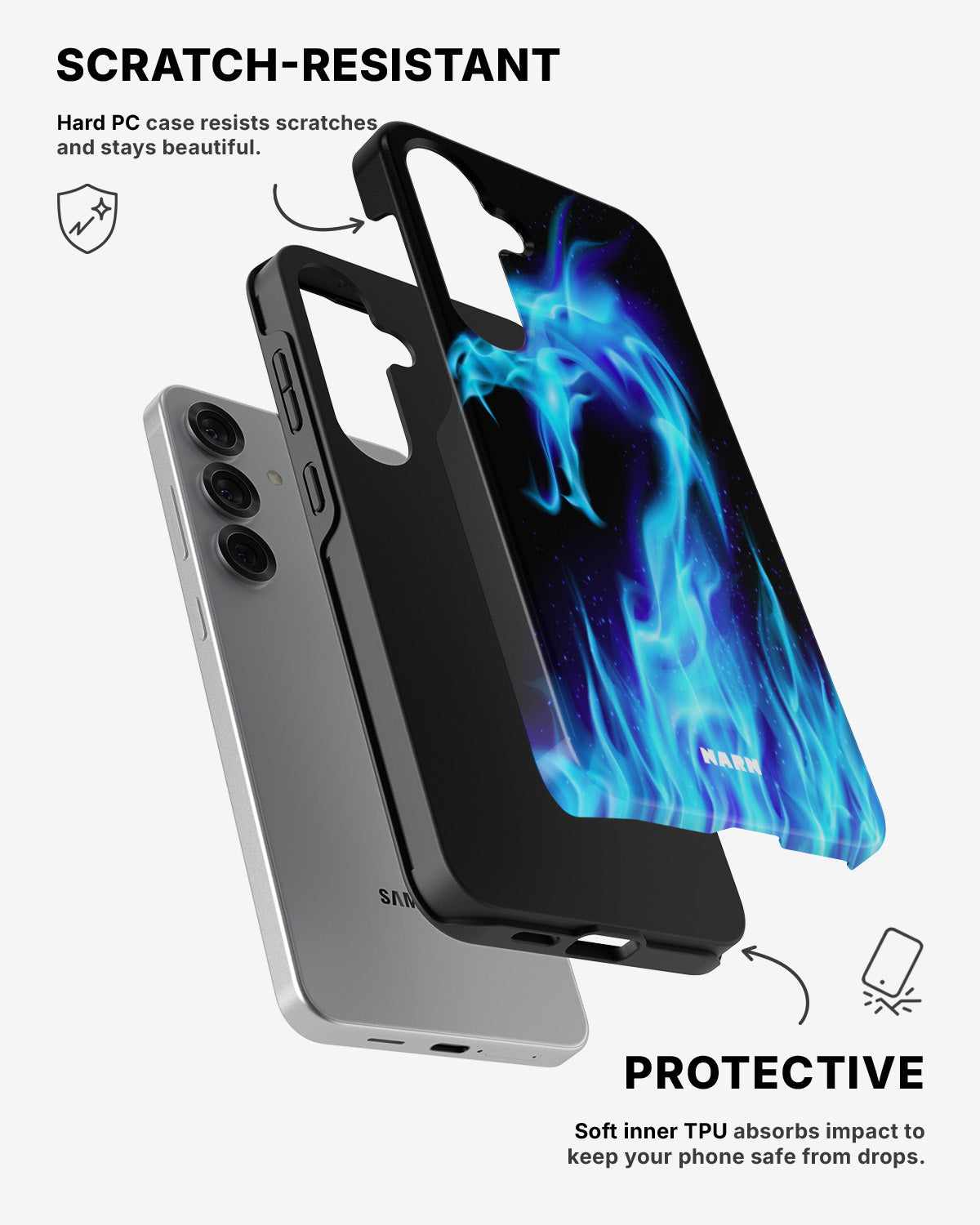 Samsung Galaxy S25 Tough Case – Blue Flames Dragon - View 2